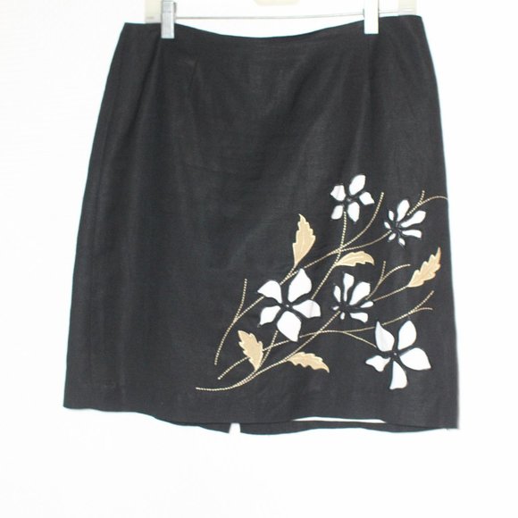 Vintage Y2K Mercer & Madison Cut Out Black Linen Skirt Sz 10 - Picture 1 of 3
